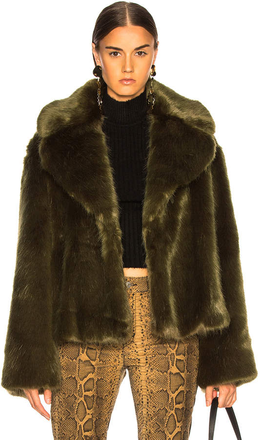 Nili Lotan Sedella Faux Fur Coat in Olive | FWRD Nili Lotan Sedella Faux Fur Coat in Olive | FWRD